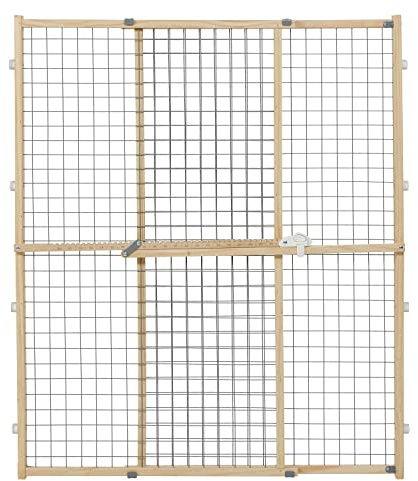 Hundegitter aus Drahtgeflecht, ausziehbar von 73,6–127 cm Breite, 111,7 cm hoch, Holz, pulverbeschichteter Draht