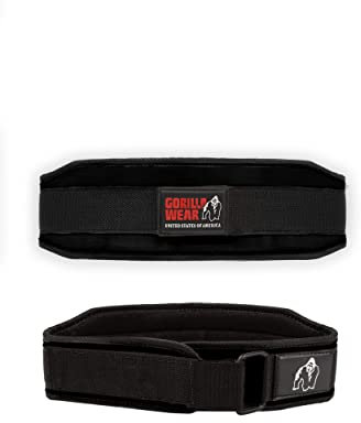 GORILLA WEAR 4 inch Women's Lifting Belt - Black/Red Stitched - L