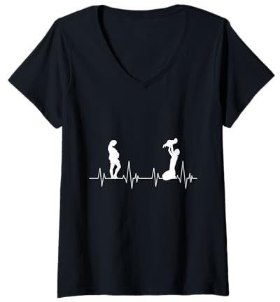 Femme Annonce de Grossesse pour Maman T-Shirt avec Col en V