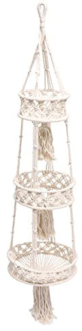 VICASKY 1pc Hanging Plant Pot Net Bag Beige Macrame Planter Basket for Home Decoration Space-saving Flower Arrangement for Weddings Parties and Elegant Greenery Display