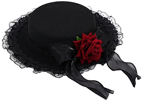 COSDREAMER Damen Spanischer Hut Spitzenhut Matador Hut Mexikanischer Sombrero Hut Schwarz