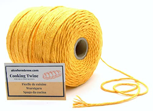 Spago da cucina | Giallo | 350 m | 2 mm | 100% cotone | Macrame Corda | Certificato per Il Contatto con Alimenti