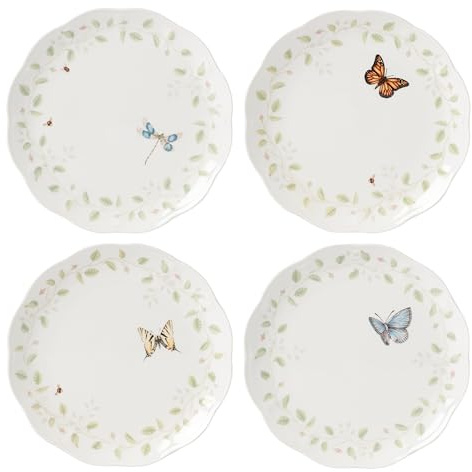 Lenox 894542 Butterfly Meadow Vines 4PC Dinner Plate Set, Porcelain, Multicolor