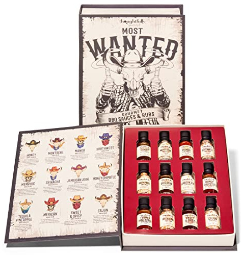 Thoughtfully Gourmet BBQ Saucen & Rubs Grill-Set - mit 6x Barbecue Sauce & 6x Barbecue Rub Trockenmarinade - Buch Geschenkbox, 12er Set | 6 BBQ-Saucen und 6 BBQ-Rubs in Buch-Geschenkbox - Geschenk für Grillfans und Fleischliebhaber - ideal zum Verschenken