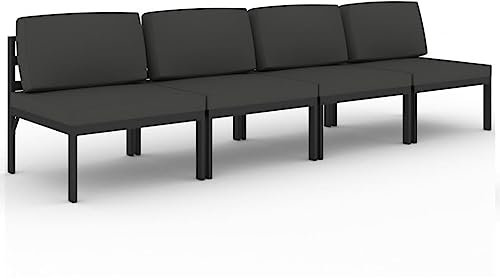vidaXL Gartensofa 4-Sitzer mit Kissen Aluminium Anthrazit