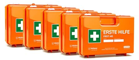 NEUE DIN 13157:2021 - Erste Hilfe Koffer inkl. Wandhalterung und Aufklebern - Verbandkasten - Kasten - Verbandskasten - Set - Betriebsverbandkasten - orange