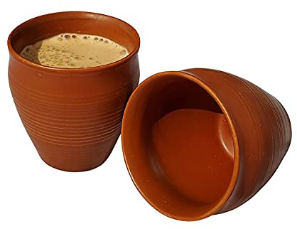 CHIRAG EXIM Juego de 6 tazas de té india, hechas por Earthen de terracota esmaltada Chai Kulhad, 150 ml