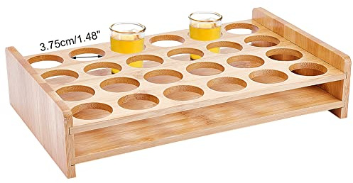 NBEADS 24 Shot Glass Holder, Hole: 3.75cm Shot Glass Tray Bamboo Shot Glass Serving Tray Shot Glass Storage Shot Glass Display Bar Accessories for Party Bar Club Bar Family Gathering