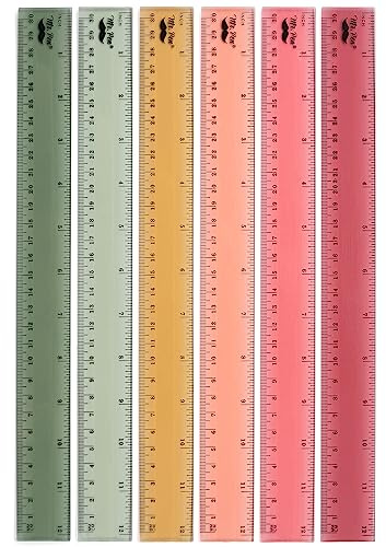 Mr. Pen- Ruler, 12 inch Ruler, 6 Pack, Vintage Colors, Clear Rulers 12 Inch, Rulers