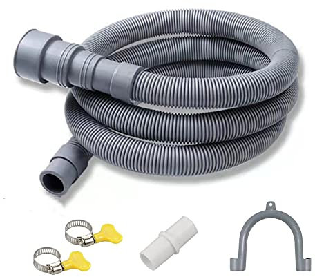 Naisfei 3.0 M Tubo Desague Lavadora, Manguera de Desagüe Universal con 2 Abrazaderas y 1 Soporte, Kit de de Extensión Manguera de Repuesto para Lavadora, Lavavajillas y Secadora