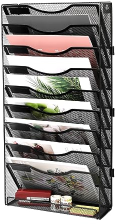 EasyPAG Office Supplies Wandordner, 10 Ebenen, vertikale Hängeregistraturen, Papierregal, Schwarz