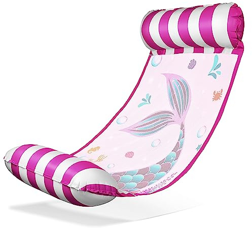 Balinco – Aufblasbare Wasserhängematte Luftmatratze mit 2 Luftkammern & Nylon Netz für Pool – Floatie Wassermatratze Relaxliege für Erwachsener – Sommer Poolzubehör (Meerjungfrau Pink)