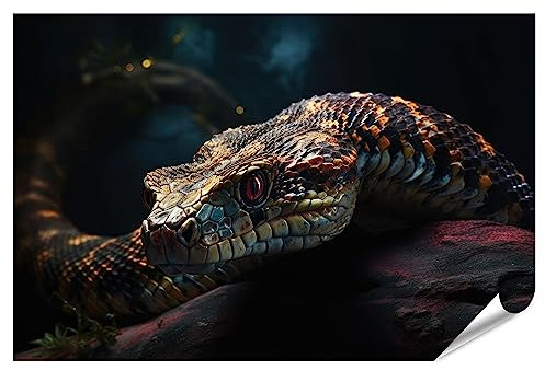 islandburner XXL Bild Poster Alte Reptil Rote Augen Gefährlich Giftig Exotische Schlange Alte R Premium Bilder Fotodruck JCHC-PGR