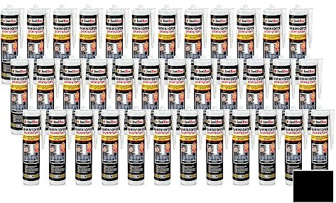 Isolbau Kamin & Ofen Dichtstoff - Feuerbeständige Dichtmasse bis 1500 °C - Für Reparatur & Füllung von Rissen in Kaminen & Öfen - Schwarz, 36 x 300 ml Tube