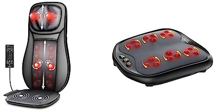 Snailax Massagesitzauflage & Shiatsu Fussmassagegerät mit Wärmefunktion