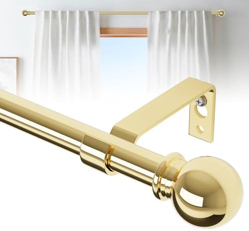 Gold Gardinenstangen für Fenster 81,3 bis 157,5 cm Spleißen verstellbare Gardinenstange mit 5/8 Durchmesser Gardinenstangen-Set mit Halterungen, robuste Metall-Gardinenstange für Wohnzimmer