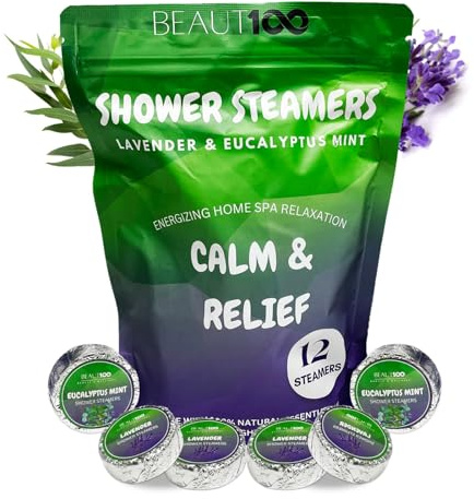 Shower Streamers Aromatherapy 12 Pcs, Lavender Bath Bombs with Essential Oils, Shower Bombs Aromatherapy Stress Relief Gifts - Birthday & Christmas Gifts for Men, Women - Eucalyptus Shower Streamer.