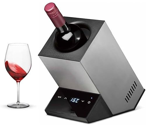 GEJLELDS Cubitera eléctrica for Vino,Enfriador de Vino eléctrico, Botella Individual,Enfriador de Botellas de Vino y Bebidas for Botella Individual,Control de termostato Inteligente,Silver