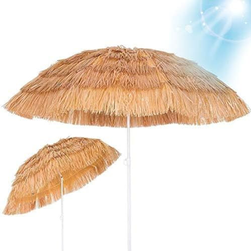 Strohdach-Terrassen-Tiki-Regenschirm, Hawaiianischer Hula-Strandschirm, 1,8 M/6 Fuß, Runder Garten-Sonnenschirm, Café, Kleines Bistro, Haushaltswaren, Neigbar, Winddicht, Tragbar,Strohschirm,Seren
