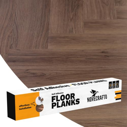 Self Adhesive Floor Planks - 36 Planks Pack Covering 53.8 Sqf / 5sqm | Each Stick On Tile Plank Measures 5.9x35.9in (91.4x15.2cm) | Peel And Stick Vinyl Flooring | Brown Wood Effect