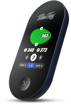 Blue Tees Golf Ringer - Magnetic Golf GPS Handheld, Touch Screen Display, Water Resistant Golf Distance Range Finder, 40,000+ Preloaded Courses, 10+ Hours Battery, Built-in Magnetic Strip
