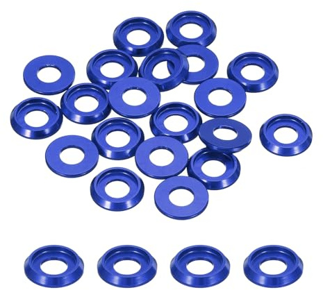 QUARKZMAN Paquet de 20 Rondelles Fraisées à Coupelle Conique M5 Bleu Foncé | Diamètre Du Trou 5 mm/0,2, Joints en Aluminium, Joint de Rondelle de Tête de Coupelle pour Vis Rc/Fpv/Pc/Drone
