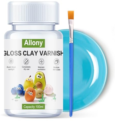 Air Dry Clay Varnish, Air Dry Clay Glaze, Clay Varnish for Air Drying Clay | Clear Varnish for Craft Pottery Waterproof & Gloss Finish-100ml (Gloss)