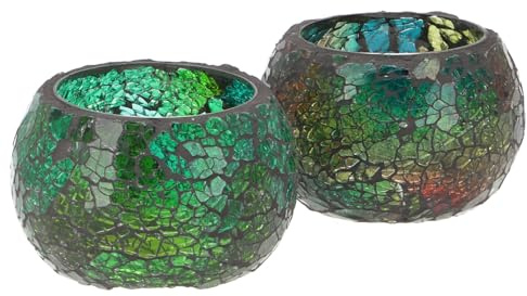 Handgearbeitete Glas Mosaik Windlichter, Romantisches Teelicht, Set 6