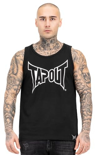 Tapout Singlet för män, normal passform, Tipton Singlet, svart/vit, XL