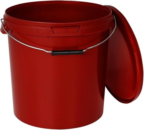 BenBow Eimer mit Deckel 30l rot 10x 30 Liter - lebensmittelecht stabil luftdicht auslaufsicher geruchsneutral - Aufbewahrungsbehälter aus Kunststoff - Metalgriff - Rissfester Griff - leer - das Haus