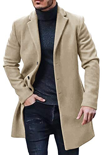 Runcati Mens Coats Artificial Woolen Trench Coat Thick Business Jackets Winter Long Jacket Windbreaker Outerwear Regular Fit