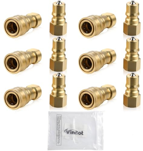 Vinsot 6 Set 1/4 Quick Disconnect Coupler Valve for Carpet Cleaning