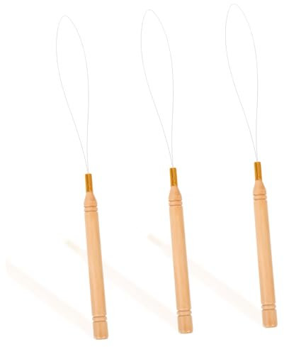 AUTSUPPL 3stücke Teiliges Edelstahl Perlen-nadeleinfädler Mit Holzgriff Langlebige DIY Schmuckherstellung Werkzeuge Für Halsketten Armbänder Handliches Zubehör Für Faden Und Perlen Einfädel