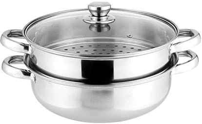 Pentola A Vapore Per Alimenti A 2 Strati, Pentola A Vapore In Acciaio Inossidabile Da 28 Cm/11,0 Pollici Con Coperchio In Vetro Pentola A Vapore Da Cucina Pentola A Vapore A