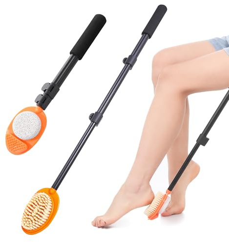 1 pièce pour enlever les callosités avec pierre ponce - Lime à pied 3 en 1 pour peaux durcies ou sèches - Brosse à pied rétractable à long manche 38-70 cm