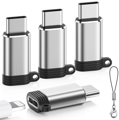 LERTOSEN Lightning to USB C Adapter 4 Pack, Fast Charging & Data Sync for iPhone 15/16/17 Pro/Pro Max, Charger Adapter Accessory (Not for Audio/OTG)-Silver