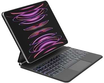 Belkin Funda para Teclado Pro iPad con Soporte magnético, Teclado Bluetooth retroiluminado, Controles multigestos, Almacenamiento de lápiz Apple, Funda de Piel, QWERTY, Teclas Multimedia para iPad M4