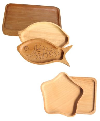 MAGICLULU Holz Kinder Servierplatte Natur Buche 13x13x1 2 cm Quadratische Obst Brot Tablett Gerichte Snack Platte