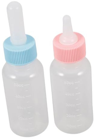 GRIRIW 2 Stück-Pack Haustier Milchfläschchen Aus Langlebigem Silikon 50ml Welpen Und Katzenmilchflasche Für Neugeborene Ergonomisch Und Sicher Für Junge Haustiere