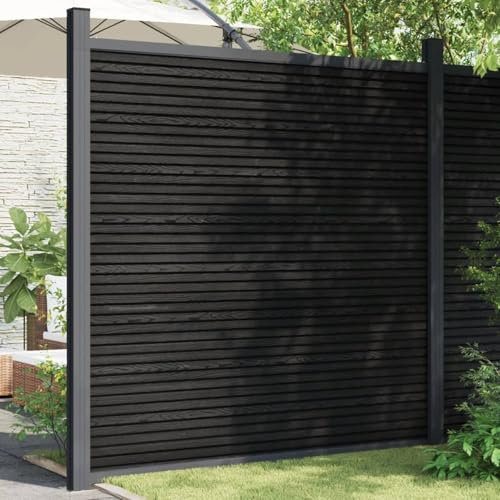 Azzrora WPC Zaun, Sichtschutzzaun, Gartenzaun, Windschutzzaun, Zaunsichtschutz, Zaunelement Grau 173x186 cm WPC
