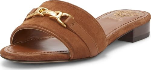 Vince Camuto Women's Maxine Banded Buckle Slide Sandal, Caramello, 7