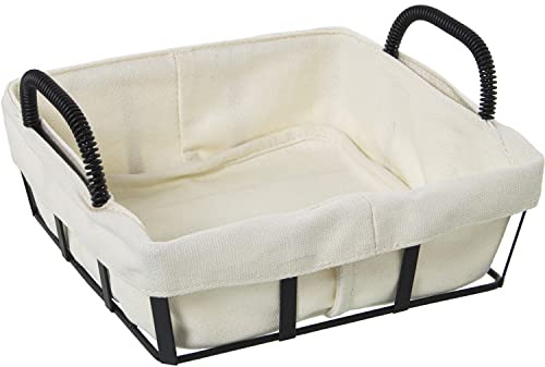 CESTA PAN C/TELA METAL NEGRO,TELA:95% ALGODÓN+5% POLIÉSTER 22X20X11CM