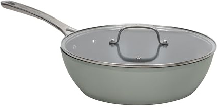 Laura Ashley Sartén para Saltear de 28 cm con Tapa – Sartén Honda de Aluminio sin PFOA/PFAS, con Revestimiento Antiadherente, Compatible con Todo Tipo de Cocinas, Apto para Horno y Lavavajillas