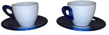 set 6 tazzine caffè con piattini colorati in porcellana - piatto in plastica acrilico - lavabili in lavastoviglie - robuste e indeformabili (Blu)
