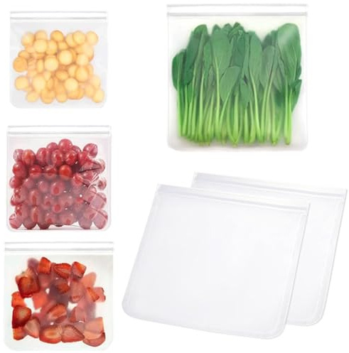GIONAR 6 Pack Reusable Freezer Bags, Reusable Silicone Food Bags Pouches BPA, Extra Thick Leakproof Ziplock, Dishwasher Safe for Batch Cooking, Lunch, Snack, Fruit, Sandwich Storage