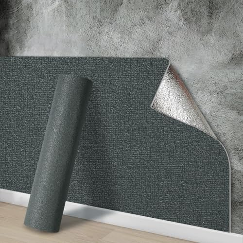 Snewvie Self Adhesive Wallpaper,Thermal Wallpaper Self Adhesive 5 Roll=75 sq.ft 3mm Thicken Peel and Stick Black Textured Thermal Insulation Wall Paper for Ceilings Kitchen Bedroom Livingroom