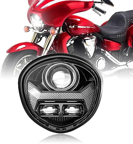 REALOVE 65W 500% Brighter Motorcycle LED Headlight with DRL High Low Beam Compatible with Yamaha V Star 1300 XVS1300 XVS1300A XVS1300CT Tourer Motorbike Headlamp Assembly