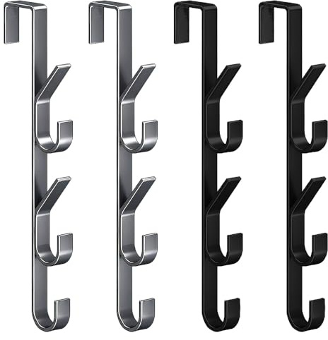 CZAKOMIX Gancho Vertical para Puerta, Ganchos para Puertas, 4 Piezas, Perchero Puerta, No es Necesario Taladrar, Adecuado para el Dormitorio, Cuarto de Baño, Oficina y Cocina Puerta Colgando Artículos