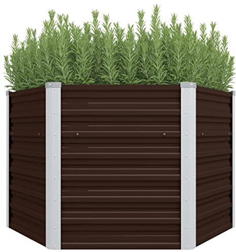 QJBSAVVA Hochbeet aus verzinktem Stahl 129 x 129 x 77 cm Sechseckige Pflanzkübel für Garten Balkon und Terrasse mit offenem Boden Robustes Design für Outdoor Nutzung