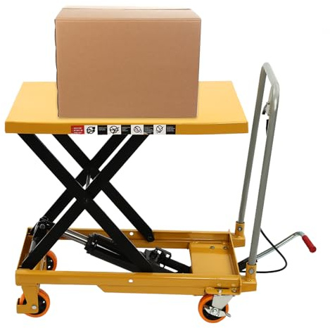 Carrello idraulico a forbice da 226,8 kg per trasporto di materiali, cuscinetti e officina con ruote in PU bloccabili, facilita il sollevamento e lo spostamento di carichi pesanti